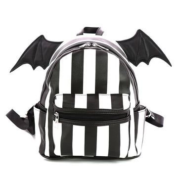 Faire-COMECO INC Backpacks Bat Wing Striped Mini Backpack Adorable Goth Style